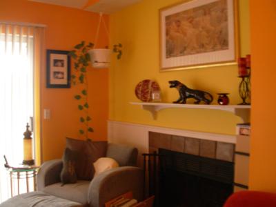 Hot orange and bright yellow walls