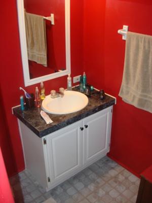 Candy Apple Red Color Paint on Our Bathroom Walls