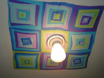 Temporary fabric decoration for the ceiling