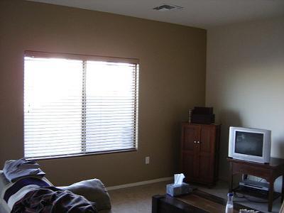 Living Room on We Painted A Brown Statement Wall In Our Living Room