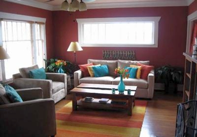 Spicy Dark Red Wall Color In A Mediterranean Room Color Scheme