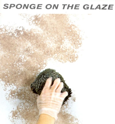 Applying glaze randomly with a sponge