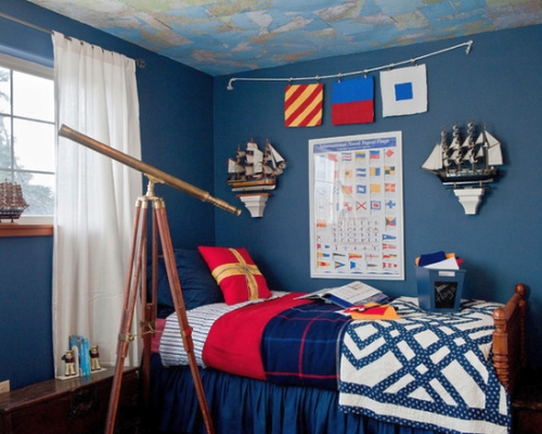 Navy blue and red, Nautical boy's bedroom