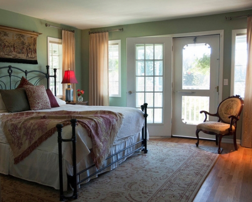 Bedroom walls painted a fresh shade of green