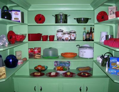 Green butler's pantry shelves