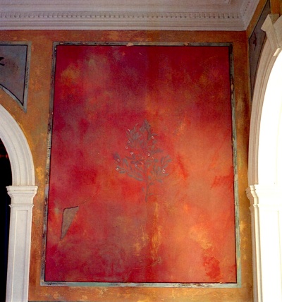 Faux fresco paint finish created with rag painting and sanding