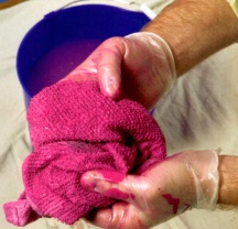 Latex covered rags can be washed and reused