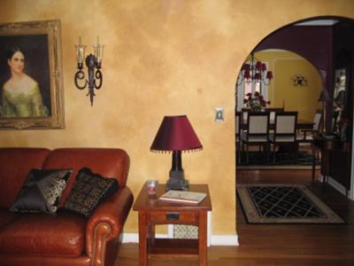 Living room with a Venetian Plaster finish on the walls