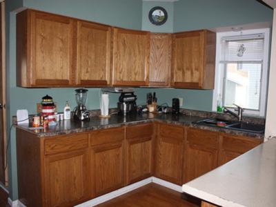 Kitchen work area painted green