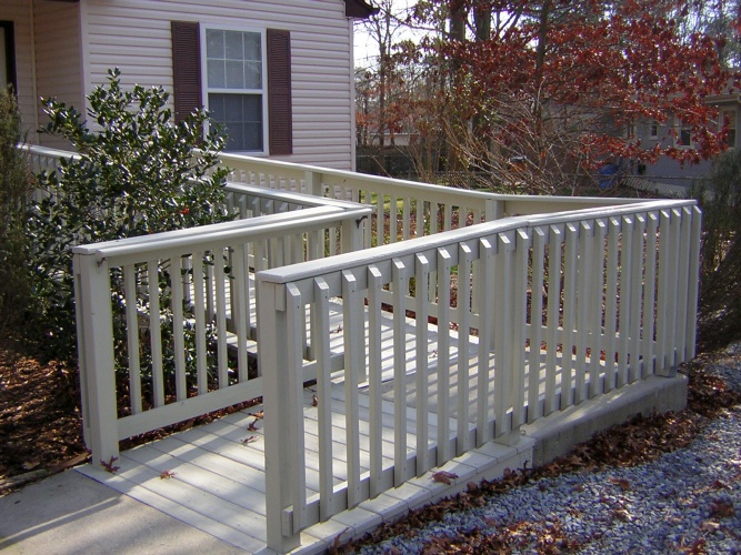 After: solid color stain protects and beautifies porch ramp