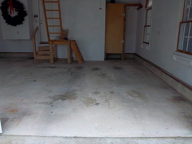 Before: unpainted garage floor