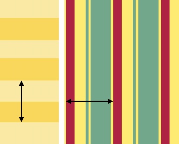 The repeating cluster of stripes is a pattern repeat
