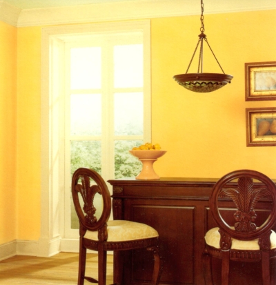 Example of light yellow trim and deeper yellow wall color