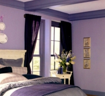 Violet trim in a purple-based room color scheme Violet trim in a purple-based room color scheme