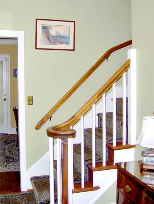 Foyer walls painted a neutral, subtle green color