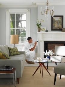 Painter working on an interior project Painter working on an interior project