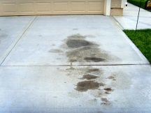 Oil stains on driveway