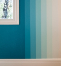 Colorwashed ombre wall stripes