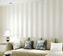 Vertical wall stripes visually elongate the walls