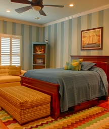 Multi-color wall stripes look contemporary Multi-color wall stripes look contemporary