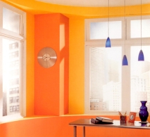 Painting a whole room in a bold orange shade can be too stimulating