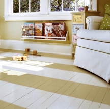 Boarded floors can be paint striped without guide lines
