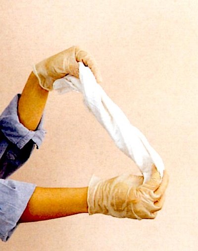 An example of a twisted rag used for rag rolling