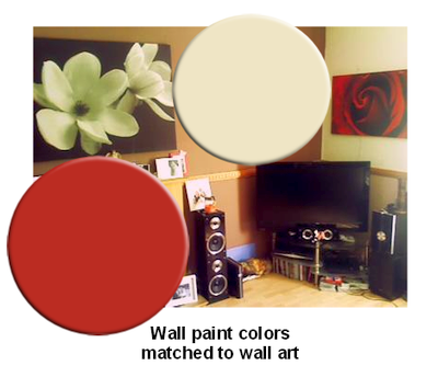 Cream and red wall paint colors for a living room