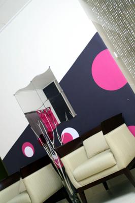 Circle designs on my slanted accent wall