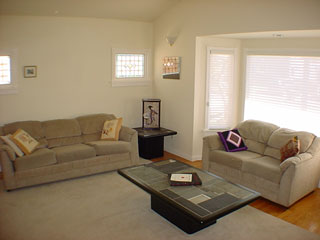 Living room walls painted with 'Liquid Light'