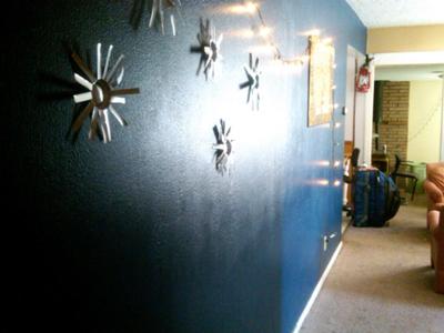 Our hallway painted a deep blue color