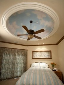Trompe l'oeil clouds look best on dome and tray ceilings