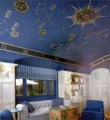 Ceiling murals can be realistic or cartoonish-looking