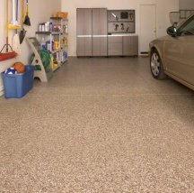 Professionally applied epoxy garage floor covering