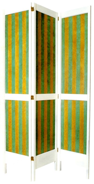 Emerald green and mustard rag painted stripe combination