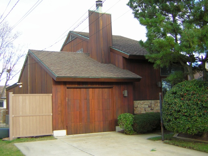 After: happy looking stained wood paneling