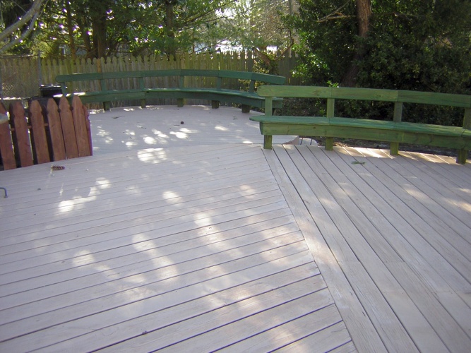 After: solid and semi-transparent stains on deck