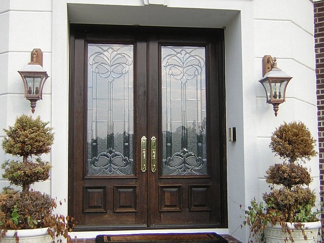 Before: old peeling finish on front door