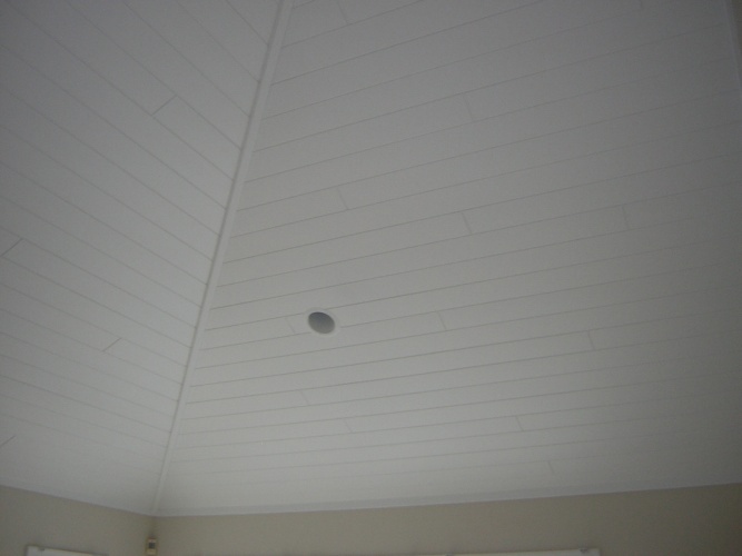 After: painted panel ceiling looks modern