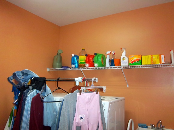 After: fun orange color on walls