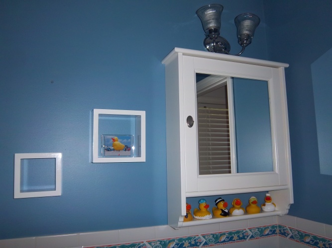 After: rich blue wall color
