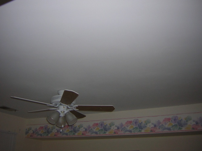 After: stripped, prepped and painted ceiling