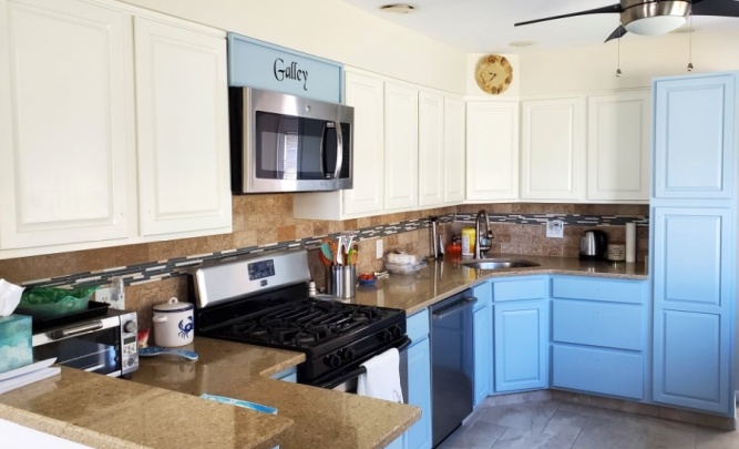 Top and bottom cabinets painted different colors