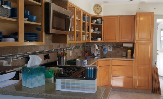 Dated oak kitchen cabinets