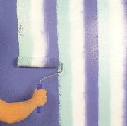 Wall stripes rolled on in 3 colors at once