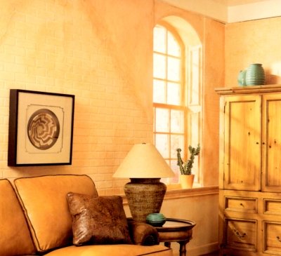 Apricot colored trim in a monochromatic room theme