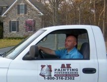 Professionally marked painting truck