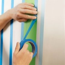 Tape the walls one stripe type at a time