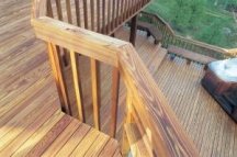 Clear wood sealer on a deck