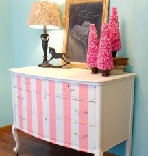 Paint stripes are a great way to update an old piece of furniture